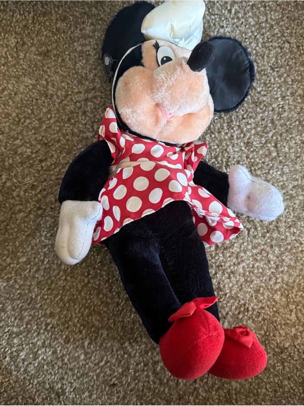 Disney Minnie Mouse Plush in Black, Red and White Polka Dot Dress